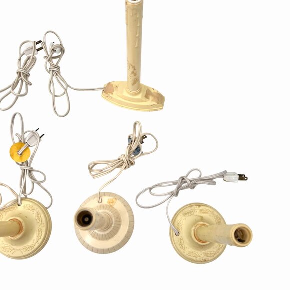 VINTAGE SET OF 7 ELECTRIC IVORY DRIP CANDLE STICK LAMPS CHRISTMAS OR YEAR ROUND - Picture 6 of 9